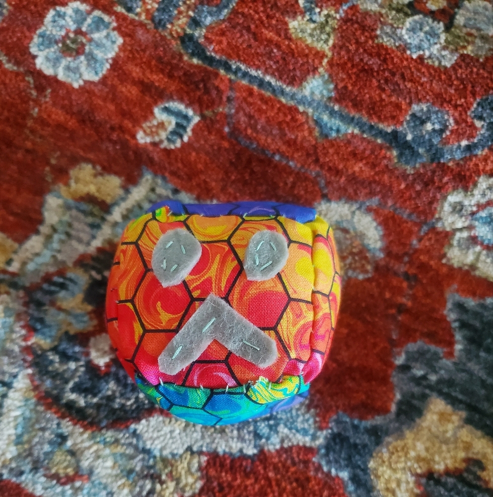 Handmade SlimeCube - Red And Blue  Hexagon Sad